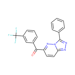 O=C(c1cccc(C(F)(F)F)c1)c1ccc2nnc(-c3ccccc3)n2n1 ZINC000095603150