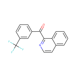 O=C(c1cccc(C(F)(F)F)c1)c1nccc2ccccc12 ZINC000000174087