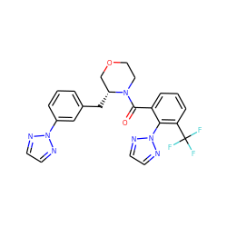 O=C(c1cccc(C(F)(F)F)c1-n1nccn1)N1CCOC[C@H]1Cc1cccc(-n2nccn2)c1 ZINC001772580833