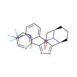 O=C(c1cccc(C(F)(F)F)c1Cl)N1[C@H]2CCC[C@@H]1Cn1c(-c3ncc(F)cn3)nnc12 ZINC000226093829