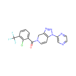 O=C(c1cccc(C(F)(F)F)c1Cl)N1C=Cc2c(nnn2-c2cnccn2)C1 ZINC000225999725