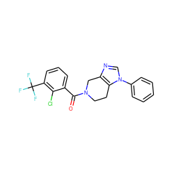 O=C(c1cccc(C(F)(F)F)c1Cl)N1CCc2c(ncn2-c2ccccc2)C1 ZINC000218507672