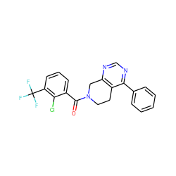 O=C(c1cccc(C(F)(F)F)c1Cl)N1CCc2c(ncnc2-c2ccccc2)C1 ZINC000219367215