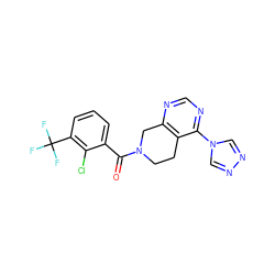 O=C(c1cccc(C(F)(F)F)c1Cl)N1CCc2c(ncnc2-n2cnnc2)C1 ZINC000219352827