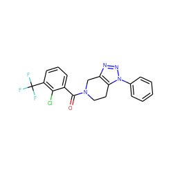 O=C(c1cccc(C(F)(F)F)c1Cl)N1CCc2c(nnn2-c2ccccc2)C1 ZINC000218412000