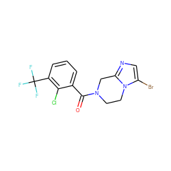 O=C(c1cccc(C(F)(F)F)c1Cl)N1CCn2c(Br)cnc2C1 ZINC000068247208