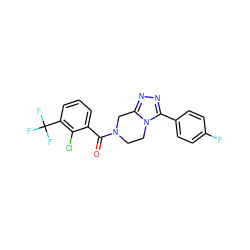 O=C(c1cccc(C(F)(F)F)c1Cl)N1CCn2c(nnc2-c2ccc(F)cc2)C1 ZINC000068248067