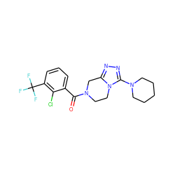 O=C(c1cccc(C(F)(F)F)c1Cl)N1CCn2c(nnc2N2CCCCC2)C1 ZINC000095565101