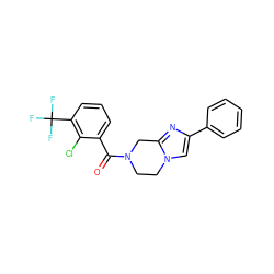 O=C(c1cccc(C(F)(F)F)c1Cl)N1CCn2cc(-c3ccccc3)nc2C1 ZINC000095565096