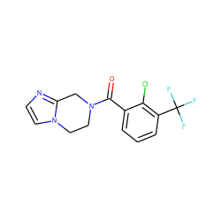 O=C(c1cccc(C(F)(F)F)c1Cl)N1CCn2ccnc2C1 ZINC000095565671