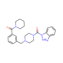 O=C(c1cccc(CN2CCN(C(=O)n3nnc4ccccc43)CC2)c1)N1CCCCC1 ZINC000095576771