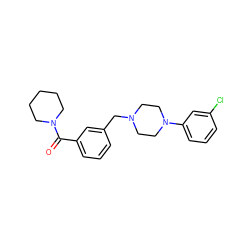 O=C(c1cccc(CN2CCN(c3cccc(Cl)c3)CC2)c1)N1CCCCC1 ZINC000012356259