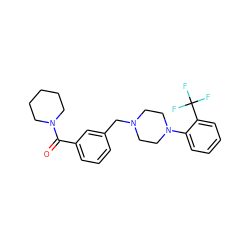 O=C(c1cccc(CN2CCN(c3ccccc3C(F)(F)F)CC2)c1)N1CCCCC1 ZINC000013779641