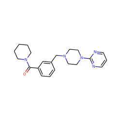 O=C(c1cccc(CN2CCN(c3ncccn3)CC2)c1)N1CCCCC1 ZINC000013779660