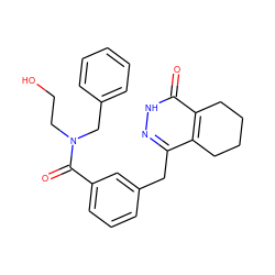 O=C(c1cccc(Cc2n[nH]c(=O)c3c2CCCC3)c1)N(CCO)Cc1ccccc1 ZINC000168447662