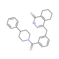 O=C(c1cccc(Cc2n[nH]c(=O)c3c2CCCC3)c1)N1CCC(c2ccccc2)CC1 ZINC000169209060