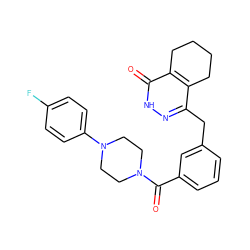 O=C(c1cccc(Cc2n[nH]c(=O)c3c2CCCC3)c1)N1CCN(c2ccc(F)cc2)CC1 ZINC000169196378