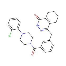 O=C(c1cccc(Cc2n[nH]c(=O)c3c2CCCC3)c1)N1CCN(c2ccccc2Cl)CC1 ZINC000169091064