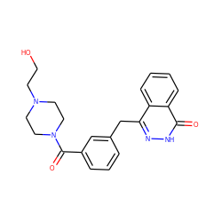 O=C(c1cccc(Cc2n[nH]c(=O)c3ccccc23)c1)N1CCN(CCO)CC1 ZINC000040424137