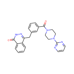 O=C(c1cccc(Cc2n[nH]c(=O)c3ccccc23)c1)N1CCN(c2ncccn2)CC1 ZINC000042890879