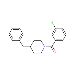 O=C(c1cccc(Cl)c1)N1CCC(Cc2ccccc2)CC1 ZINC000000327248