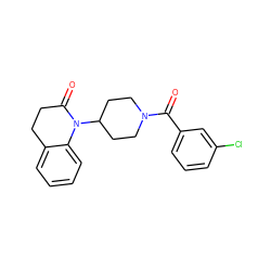 O=C(c1cccc(Cl)c1)N1CCC(N2C(=O)CCc3ccccc32)CC1 ZINC000013832019