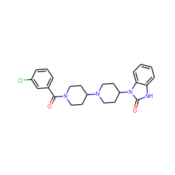 O=C(c1cccc(Cl)c1)N1CCC(N2CCC(n3c(=O)[nH]c4ccccc43)CC2)CC1 ZINC000040423244