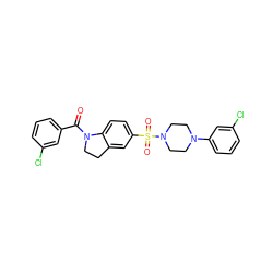 O=C(c1cccc(Cl)c1)N1CCc2cc(S(=O)(=O)N3CCN(c4cccc(Cl)c4)CC3)ccc21 ZINC000118524162