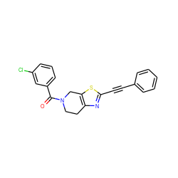 O=C(c1cccc(Cl)c1)N1CCc2nc(C#Cc3ccccc3)sc2C1 ZINC000096273042