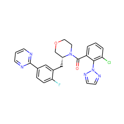 O=C(c1cccc(Cl)c1-n1nccn1)N1CCOC[C@H]1Cc1cc(-c2ncccn2)ccc1F ZINC000222100095