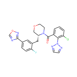 O=C(c1cccc(Cl)c1-n1nccn1)N1CCOC[C@H]1Cc1cc(-c2ncon2)ccc1F ZINC000222111758