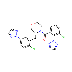 O=C(c1cccc(Cl)c1-n1nccn1)N1CCOC[C@H]1Cc1cc(-n2nccn2)ccc1Cl ZINC001772577348