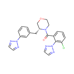 O=C(c1cccc(Cl)c1-n1nccn1)N1CCOC[C@H]1Cc1cccc(-n2nccn2)c1 ZINC000222088537