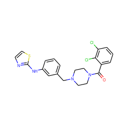 O=C(c1cccc(Cl)c1Cl)N1CCN(Cc2cccc(Nc3nccs3)c2)CC1 ZINC000066101569