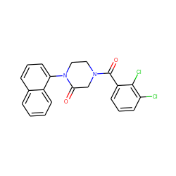 O=C(c1cccc(Cl)c1Cl)N1CCN(c2cccc3ccccc23)C(=O)C1 ZINC000059275497