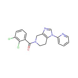 O=C(c1cccc(Cl)c1Cl)N1CCc2c(ncn2-c2ccccn2)C1 ZINC000218507877