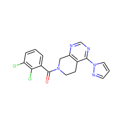 O=C(c1cccc(Cl)c1Cl)N1CCc2c(ncnc2-n2cccn2)C1 ZINC000219417953