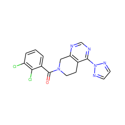 O=C(c1cccc(Cl)c1Cl)N1CCc2c(ncnc2-n2nccn2)C1 ZINC000219418050