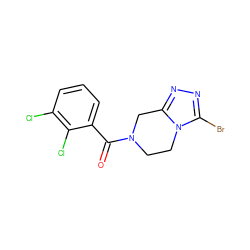 O=C(c1cccc(Cl)c1Cl)N1CCn2c(Br)nnc2C1 ZINC000095565589