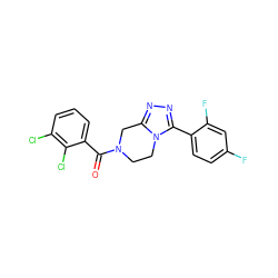 O=C(c1cccc(Cl)c1Cl)N1CCn2c(nnc2-c2ccc(F)cc2F)C1 ZINC000095565184