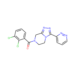 O=C(c1cccc(Cl)c1Cl)N1CCn2c(nnc2-c2cccnn2)C1 ZINC000095565738