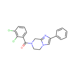 O=C(c1cccc(Cl)c1Cl)N1CCn2cc(-c3ccccc3)nc2C1 ZINC000095565432