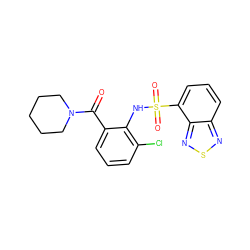 O=C(c1cccc(Cl)c1NS(=O)(=O)c1cccc2nsnc12)N1CCCCC1 ZINC000035064980