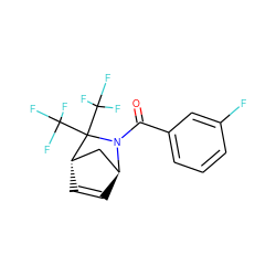 O=C(c1cccc(F)c1)N1[C@H]2C=C[C@@H](C2)C1(C(F)(F)F)C(F)(F)F ZINC000100098031