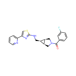 O=C(c1cccc(F)c1)N1C[C@H]2[C@@H](CNc3nc(-c4ccccn4)cs3)[C@H]2C1 ZINC000101637778