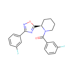 O=C(c1cccc(F)c1)N1CCCC[C@@H]1c1nc(-c2cccc(F)c2)no1 ZINC000071331268