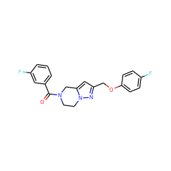 O=C(c1cccc(F)c1)N1CCn2nc(COc3ccc(F)cc3)cc2C1 ZINC000168084274