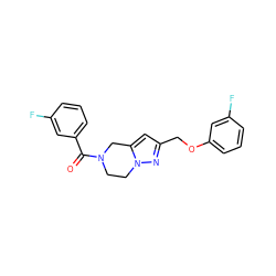 O=C(c1cccc(F)c1)N1CCn2nc(COc3cccc(F)c3)cc2C1 ZINC000168076485