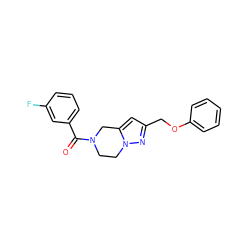 O=C(c1cccc(F)c1)N1CCn2nc(COc3ccccc3)cc2C1 ZINC000168075140