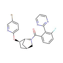 O=C(c1cccc(F)c1-c1ncccn1)N1C[C@H]2C[C@@H](Oc3ccc(Br)cn3)[C@H]1C2 ZINC000218374899